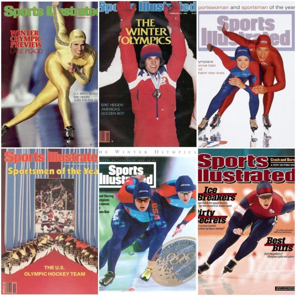 Wisconsinite Winter Olympians have included (clockwise from left) Eric Heiden twice, Bonnie Blair (with Johann Olav Koss), Chris Witty, Blair with Dan Jansen and the Miracle On Ice team (featuring Bob Suter and Mark Johnson).