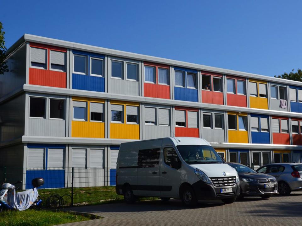 A pop-up refugee centre in Buch, Berlin. Local AfD officials say ‘too much money’ has been spent on such facilities (Chloe Farand)