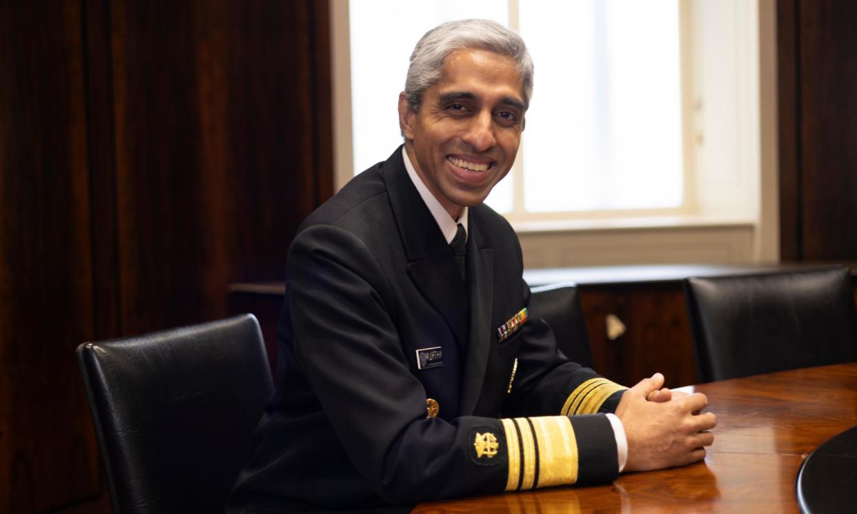 <span>Dr Vivek Murthy has likened the dangers of an unregulated social media landscape to putting a child in a car without a seatbelt.</span><span>Photograph: Graeme Robertson/The Guardian</span>