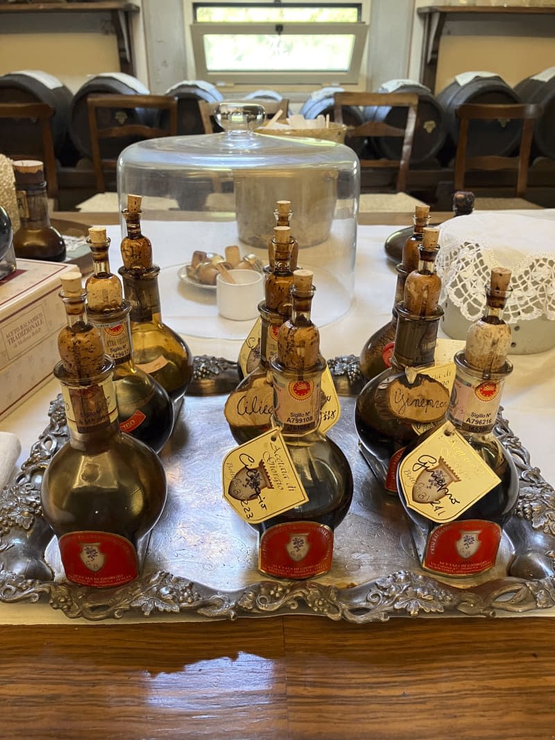 Balsamic vinegar bottles.