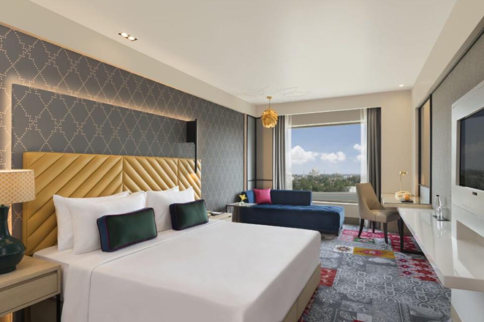 a king guest room at the Grand Mercure Agra Fatehbad source accor