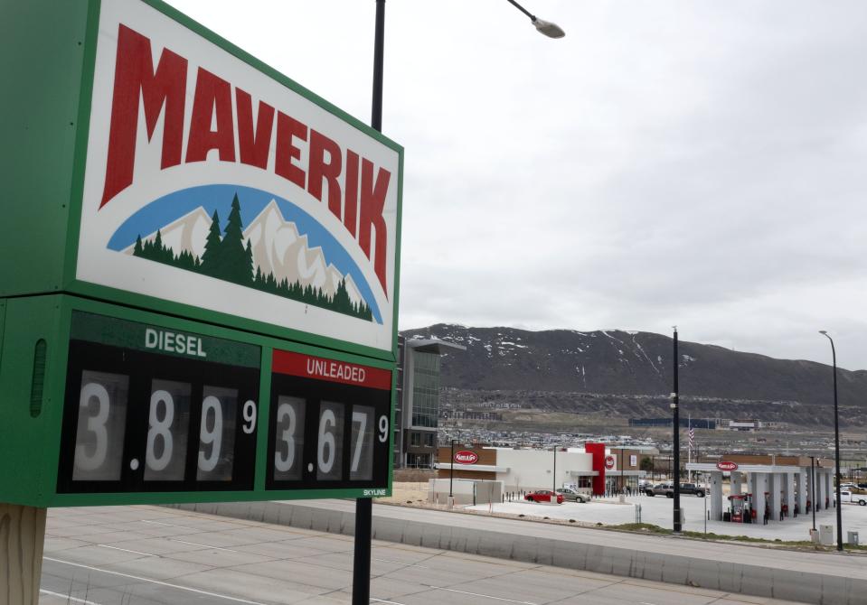 A Maverik and a Kum & Go are photographed in Draper on Friday, April 21, 2023. Salt Lake City-based Maverik is acquiring the 400-store Kum and Go convenience store chain. | Laura Seitz, Deseret News