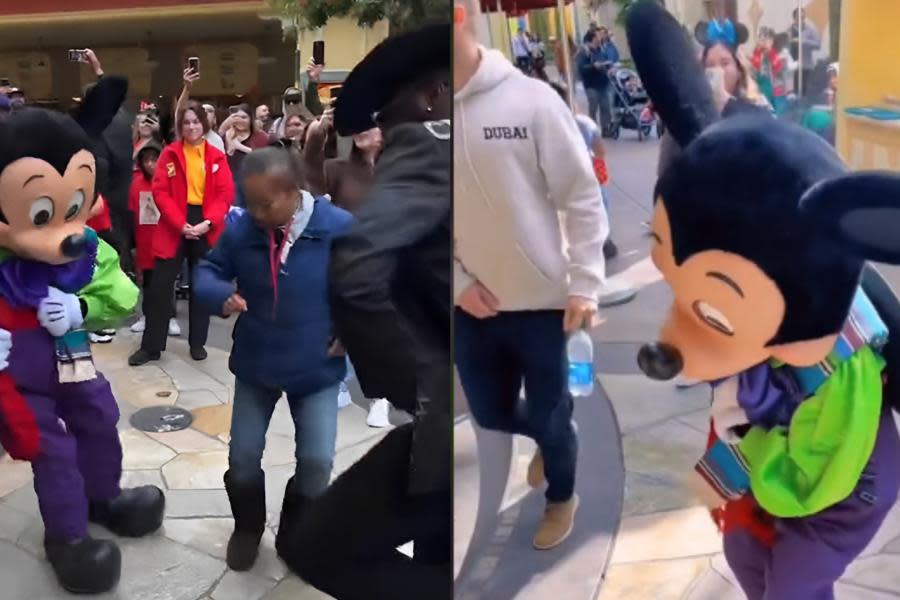 Mickey Mouse en Disneyland California sorprende a los visitantes bailando norteño