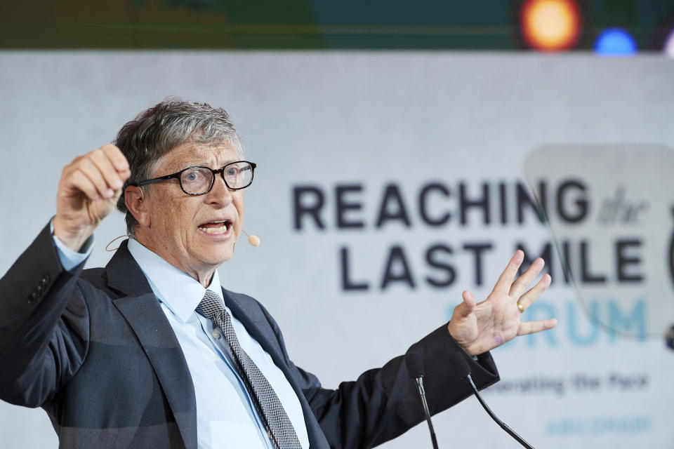 Bill Gates durante una conferencia en Abu Dhabi en 2019.  (Jonathan Gibbons/Reaching the Last Mile Forum via AP Images)