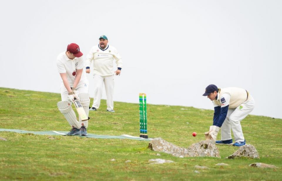 Bucks Free Press: Two teams of 11 amateur players brought a 120kg artificial pitch, four bats and 30 balls to the