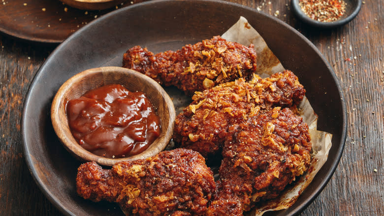 korean fried chicken in bowl