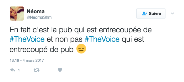 La pub coupée par The Voice