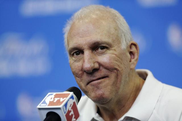 Spurs head coach Gregg Popovich said Saturday he would like to coach beyond this season. (AP Photo)