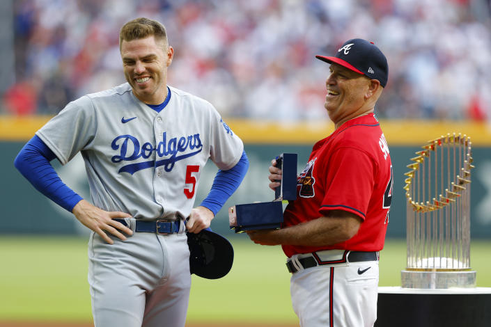 In his first year with the Los Angeles Dodgers, Freddie Freeman is enjoying one of the best statistical season of his career just a year after winning the World Series with the Atlanta Braves. (Todd Kirkland/Getty Images)