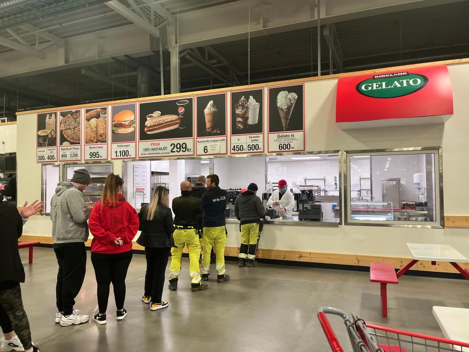 People waiting in line at the food court at Costco in Iceland