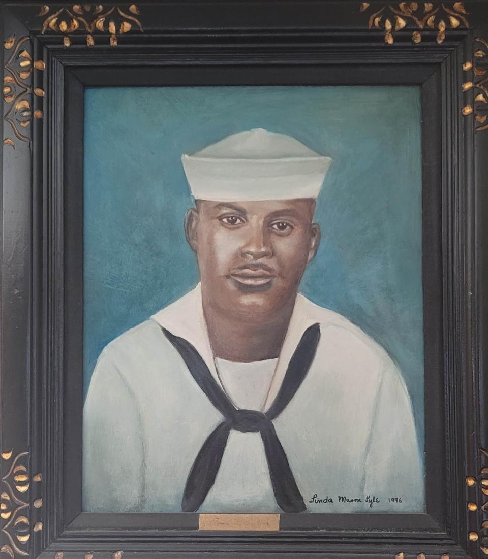 A painting of the late Navy veteran Tom Barber Sr., the late grandfather and inspiration of 
Marine Corps veteran Brian Barber of Victorville.