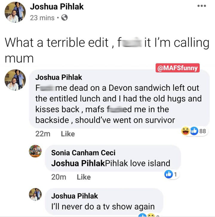 MAFS' Josh takes to Facebook to slam producers and 'wife' Cathy