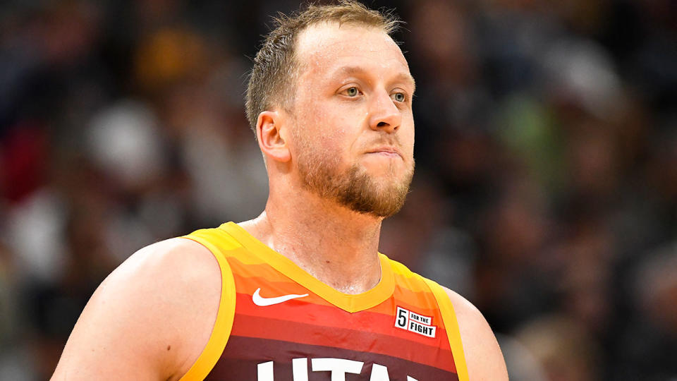 Joe Ingles is pictured here during an NBA game for the Utah Jazz.