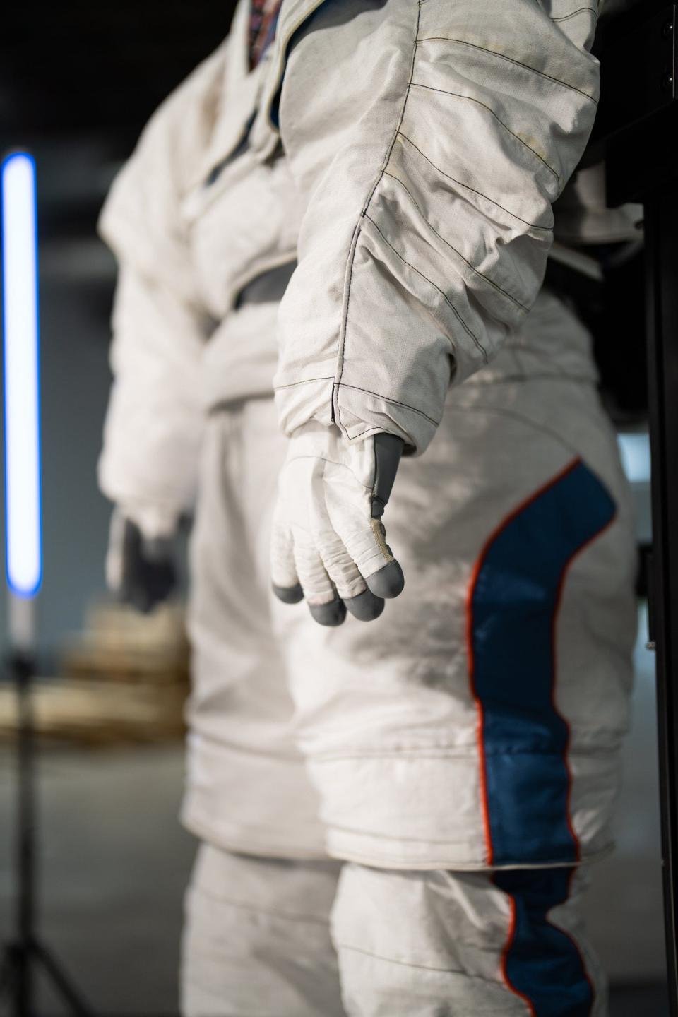Pictured is the white cover layer of Axiom Space’s Extravehicular Mobility Unit spacesuit prototype. Prada’s engineers will work alongside the Axiom Space systems team to develop space suits to protect astronauts on the Artemis III mission to the lunar surface.