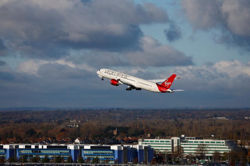 Virgin Atlantic operated the first transatlantic flight powered entirely by sustainable aviation fuel on Tuesday (Reuters)