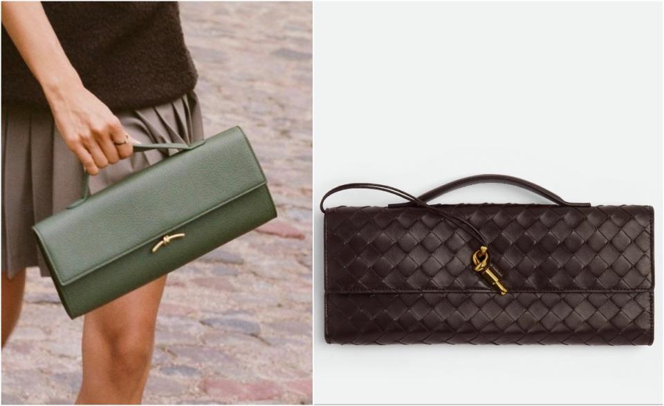 Pebbled East West Handbag $774（左）；Andiamo Clutch $21,900（右）
