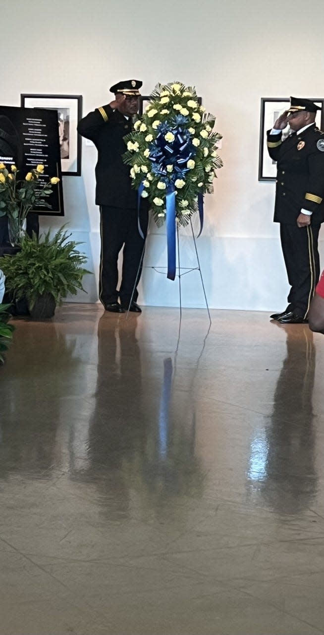 Chief James E. Davis of The Jackson Police Department and Captain Marco Johnson of Investigations Services Bureau of JPD presented a Wreath to the fallen officers.