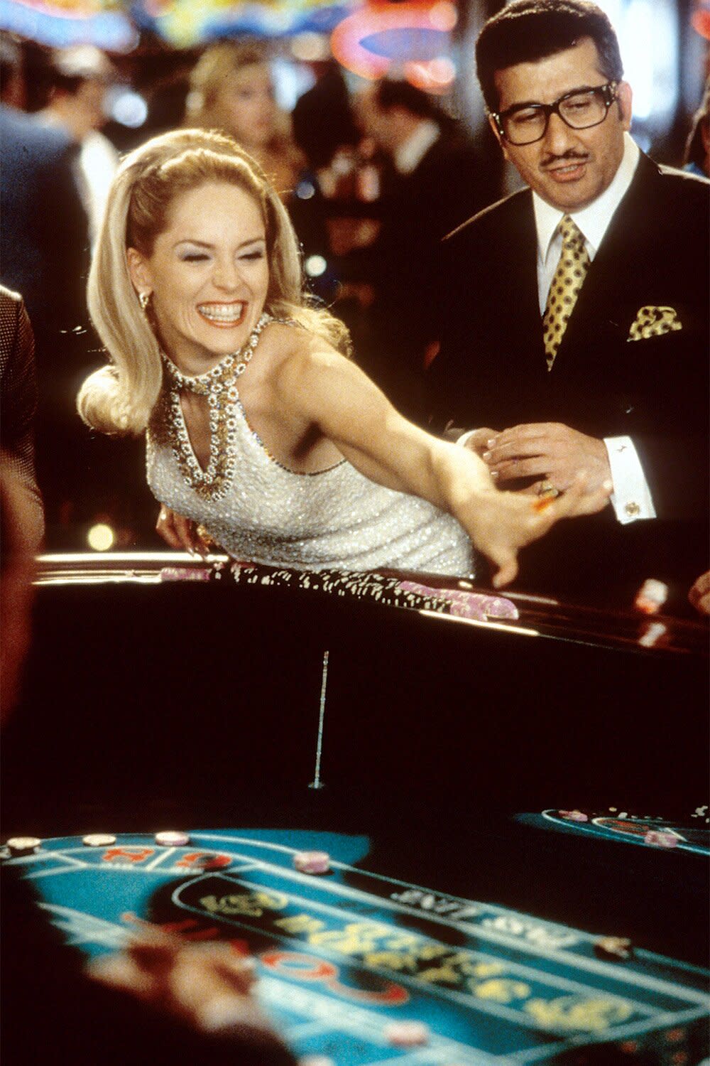 Sharon Stone having fun gambling in a scene from the film 'Casino', 1995. (Photo by Universal Pictures/Getty Images)