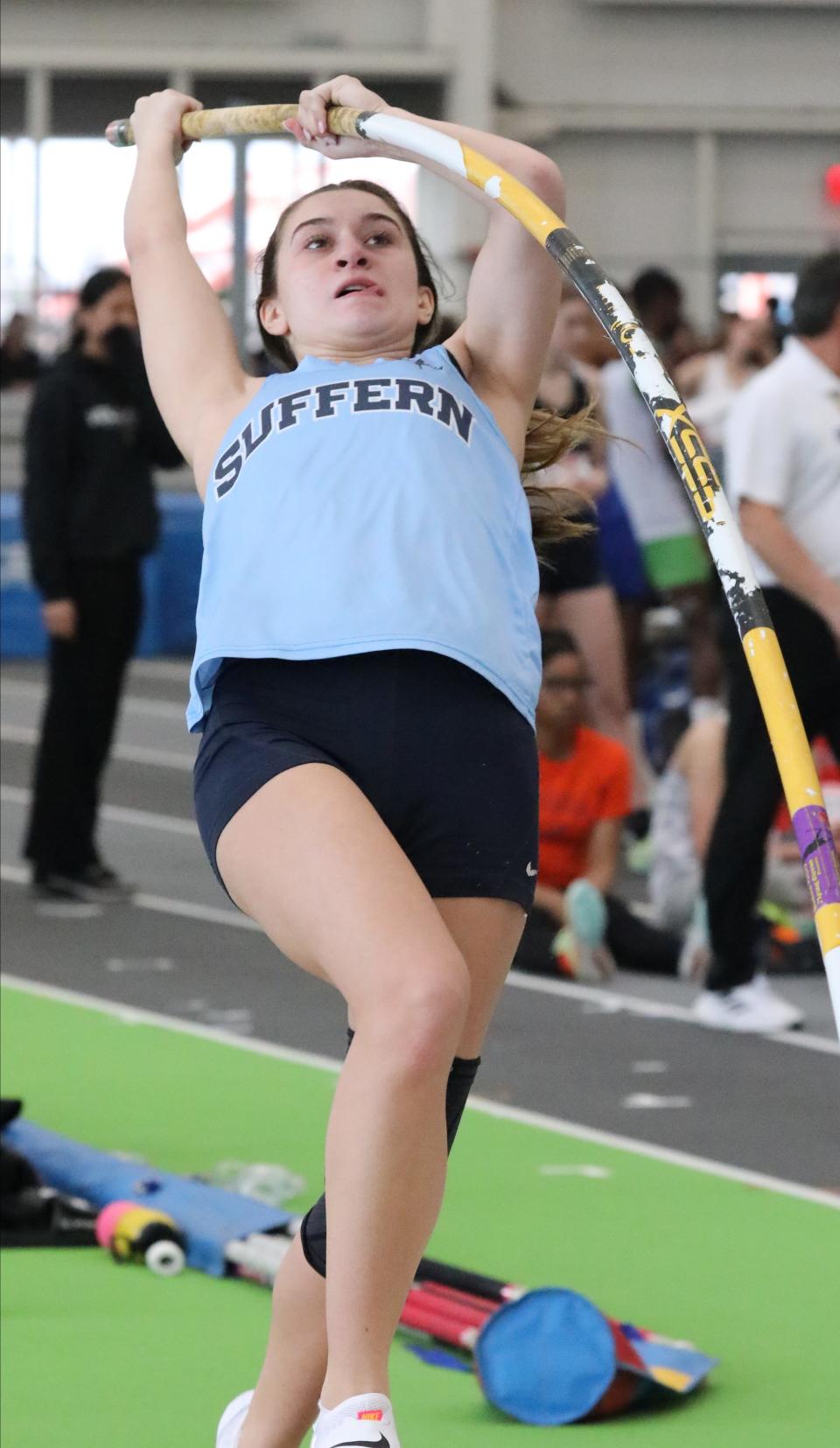 Olivia DeBellis from Suffern competes in the girls pole vault during the New York State Indoor Track and Field Championships, at the Ocean Breeze Athletic Complex on Staten Island, March 4, 2023. 