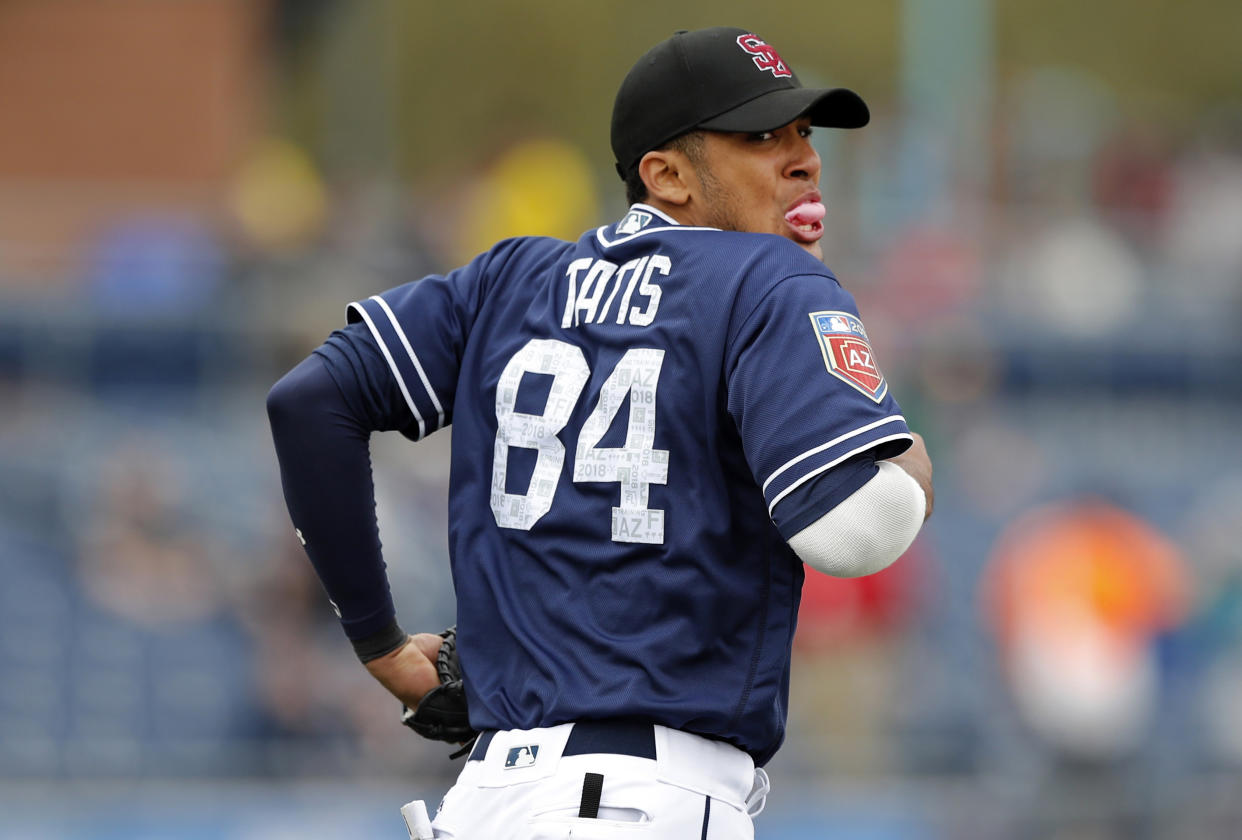 There’s a chance Padres shortstop Fernando Tatis will make at least a cameo appearance for San Diego in 2018. (AP Photo/Charlie Neibergall, File)