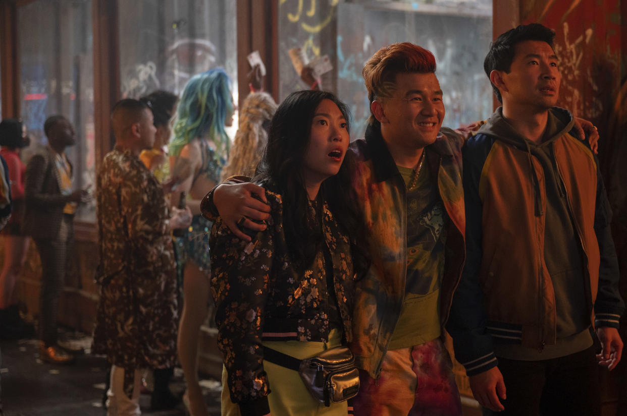 Katy (Awkwafina), Jon Jon (Ronny Chieng) and Shang-Chi (Simu Liu) in Marvel Studios' Shang-chi And The Legend Of The Ten Rings. (Photo: Jasin Boland/Marvel Studios) 