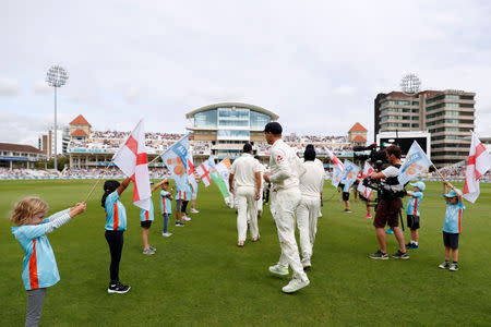 Cricket - England v India - Third Test - Trent Bridge, Nottingham, Britain - August 20, 2018 General view as the players walk onto the field at the start of play Action Images via Reuters/Paul Childs