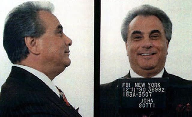 <p>Donaldson Collection/Michael Ochs Archives/Getty</p> FBI mug shot of mafia Don John Gotti on December 11, 1990.