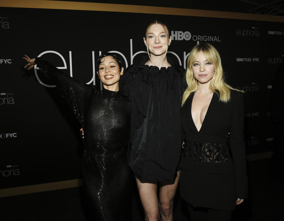 Hunter Schafer, Alexa Demie and Sydney Sweeney at the “Euphoria” Los Angeles FYC Event held at the Academy Museum on April 20 in Los Angeles. - Credit: Michael Buckner for Variety