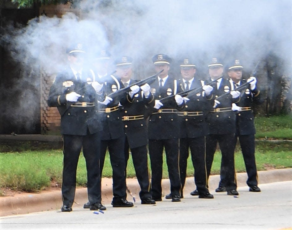 A gun salute was performed during the Wichita Falls Police Department Memorial Ceremony on Monday, May 15, 2023.