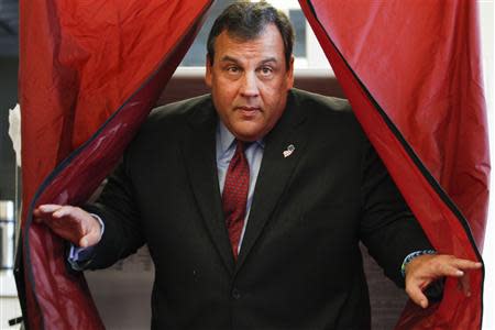 New Jersey Governor Chris Christie exits a polling station after casting his vote during the New Jersey governor election in Mendham Township, New Jersey, November 5, 2013. REUTERS/Eduardo Munoz