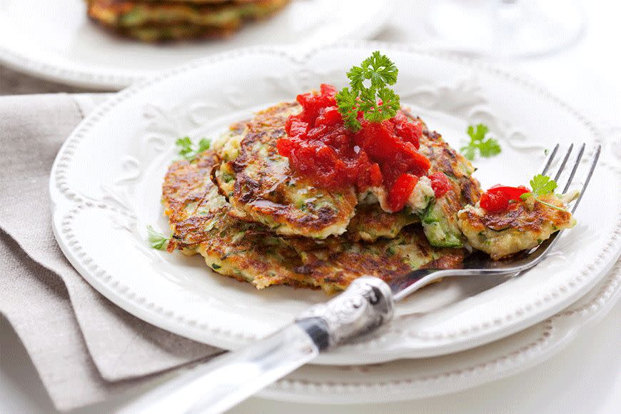 Savoury Rice Pancakes With Capsicum Salsa