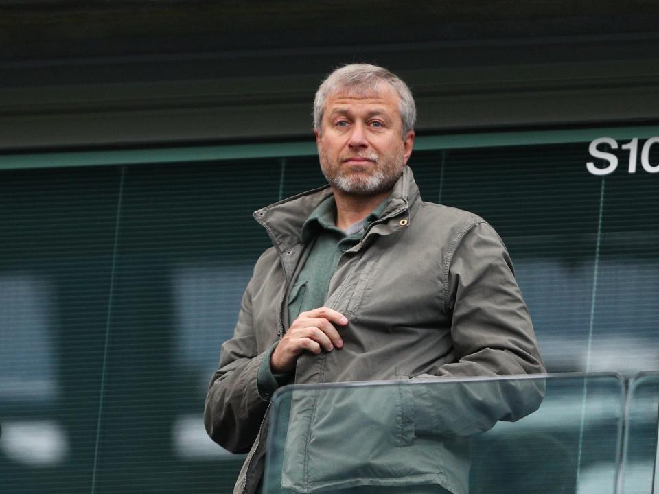 Chelsea owner Roman Abramovich looks on from the stands during the Barclays Premier League match between Chelsea and Manchester City at Stamford Bridge