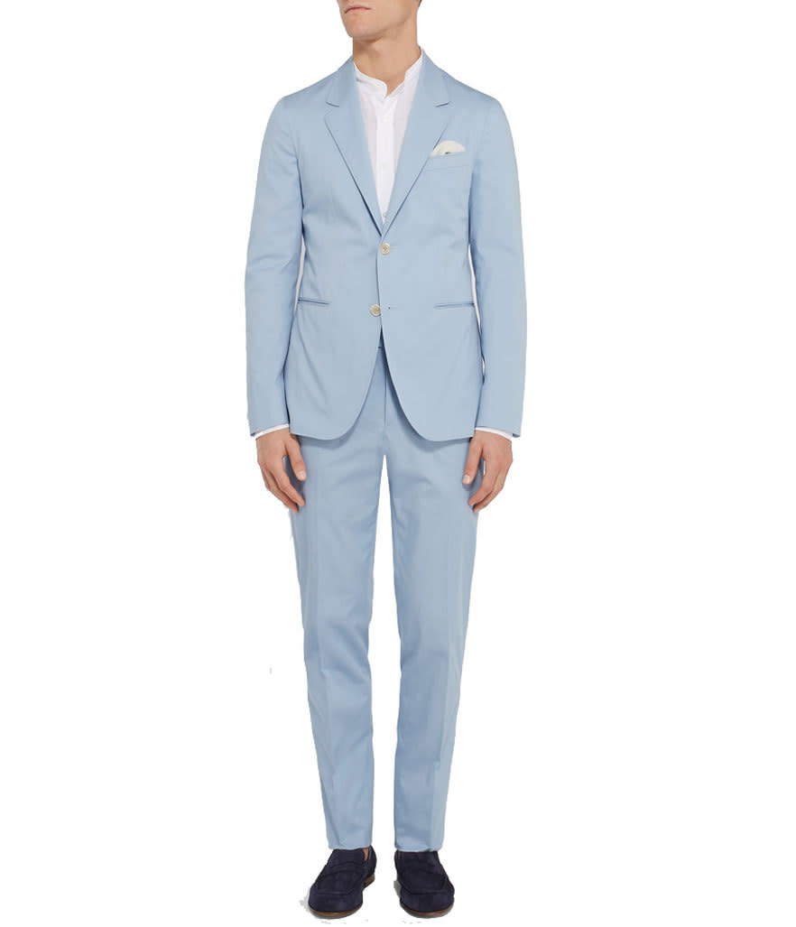 Caruso Blue Slim-Fit Stretch-Cotton Suit