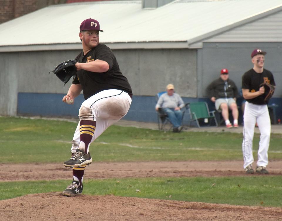 Fonda-Fultonville's Derek Duval pitched a three-hit shutout in the Braves' 12-0 victory over the Oppenheim-Ephratah-St. Johnsville Wolves Wednesday at Soldiers and Sailors Park.