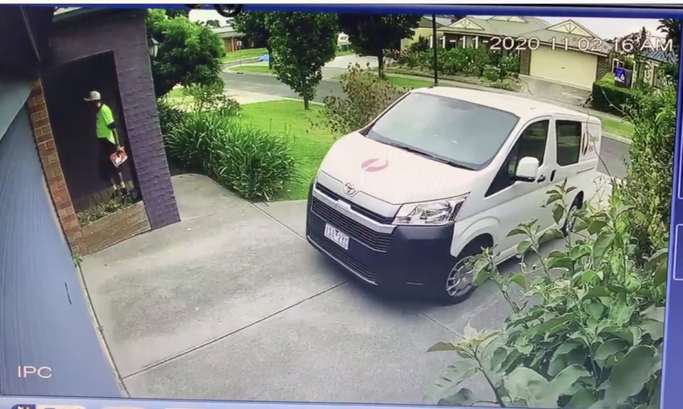 The Australia Post van drove into the garage.