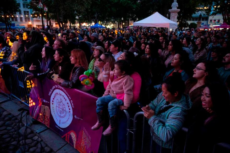 Cesar Chavez Plaza is packed with concert goers of all ages for the opening night of the Concert in the Park series that kicked off on Cinco de Mayo on Friday, May 5, 2023.