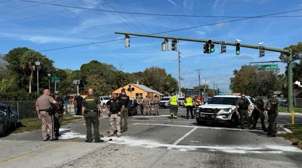 A man suspected of robbing a bank in Fellsmere led police officers, along with Indian River and St. Lucie County sheriff's deputies and Florida Highway Patrol troopers on a chase, ending in St. Lucie County when the man crashed into another car, according to the Indian River County Sheriff's Office.