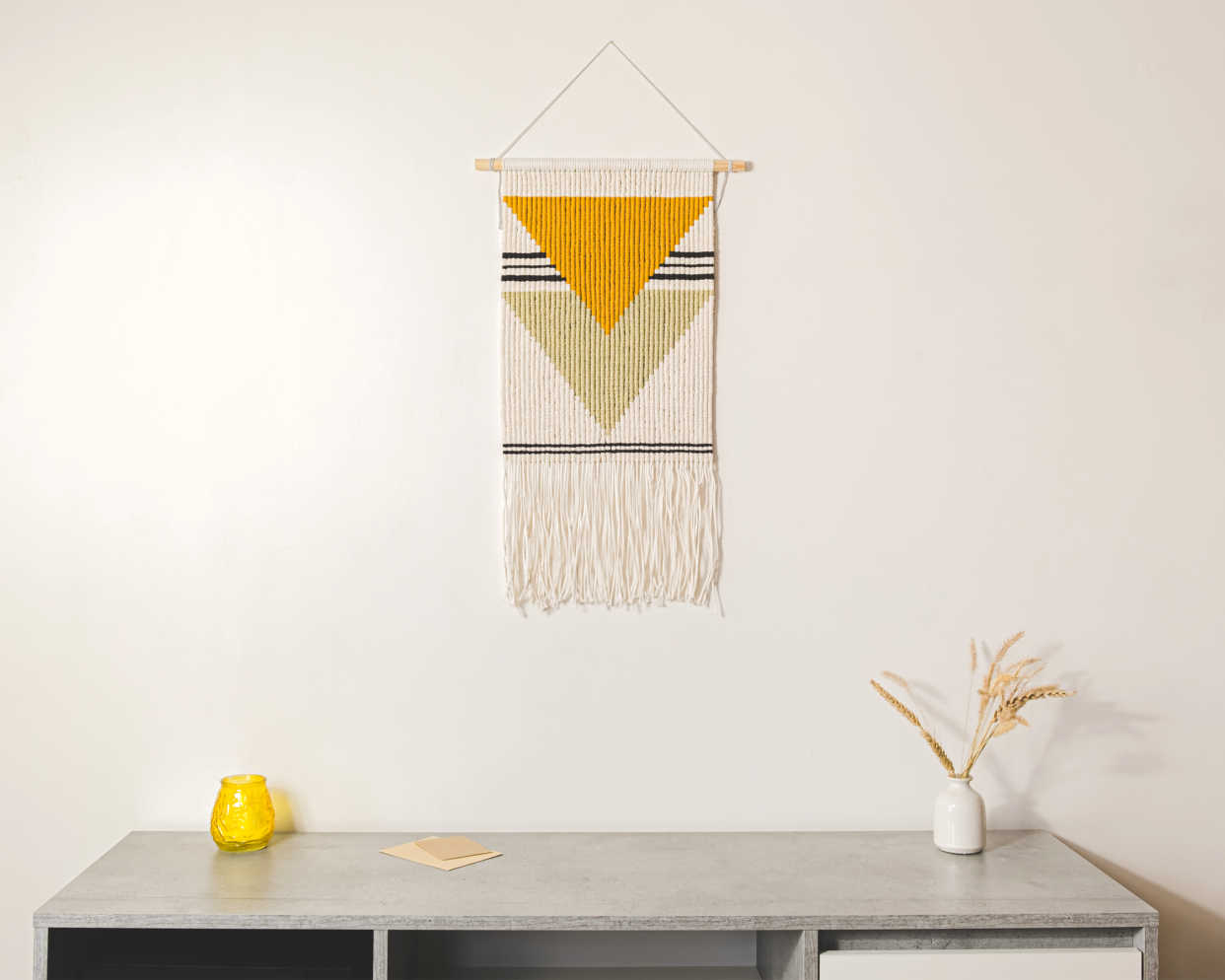 colorful woven wall hanging