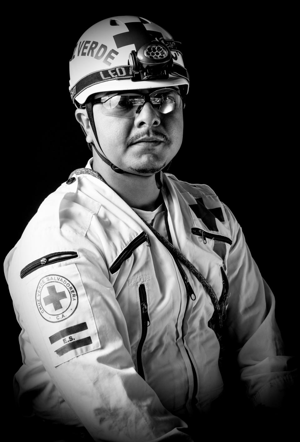 <p>Cesar Arevalo, a 33-year-old Salvadoran professional rescuer who worked in the recovery of bodies after the 7.1 earthquake that hit Mexico on Sept. 19, poses for pictures in Mexico City on Sept. 25, 2017. (Photo: Omar Torres/AFP/Getty Images) </p>