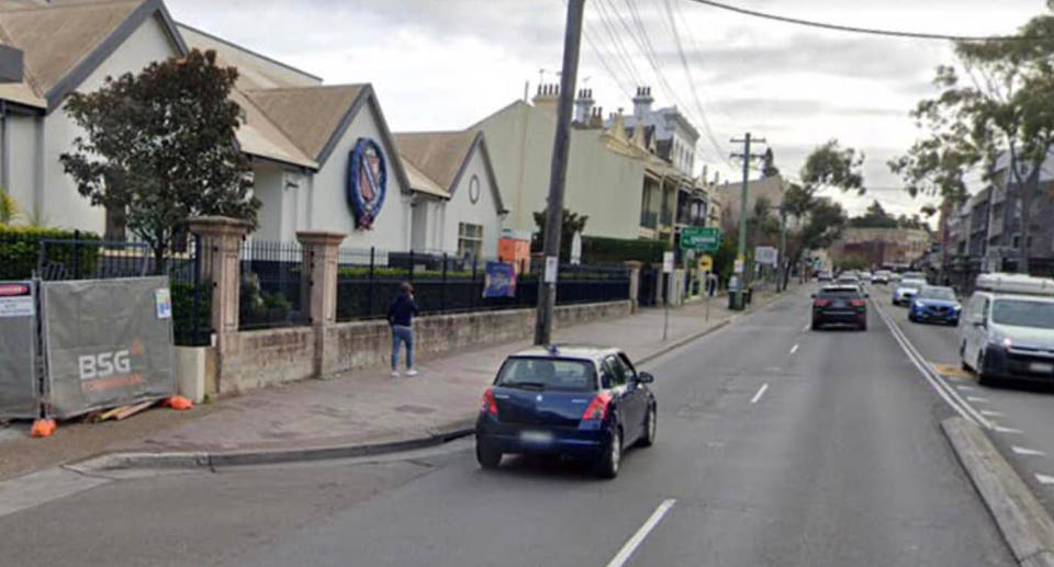 Photo of Alison Road, Randwick, with Marceline College visible.