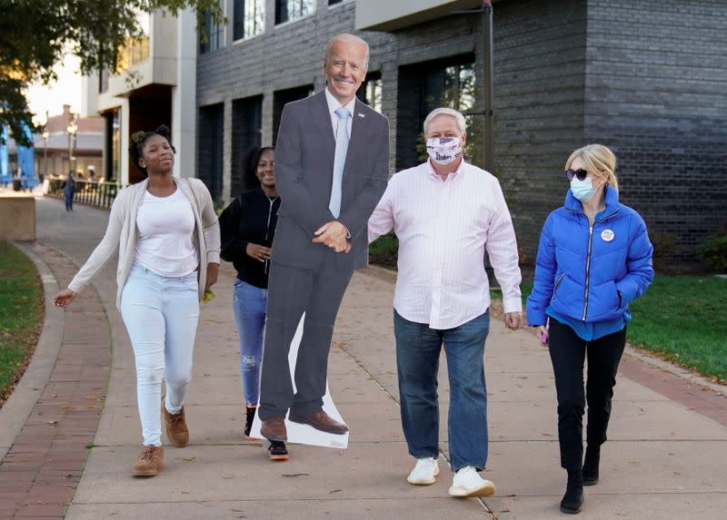 Cardboard cutout of U.S. Democratic presidential candidate Joe Biden in Wilmington, Delaware