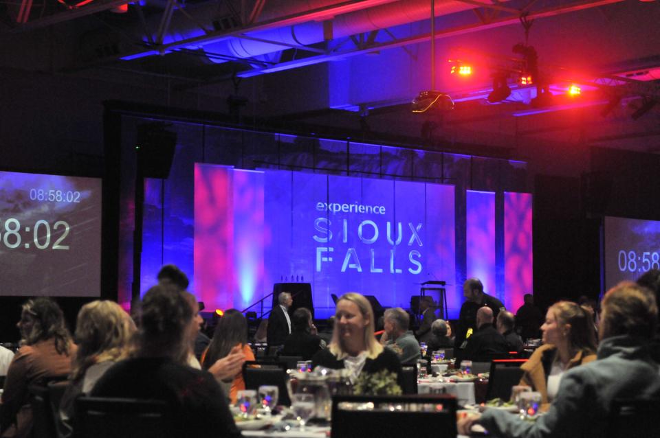 Attendees arriving at the annual Visitor Industry Luncheon on Monday, May 6, 2024, inside the Sioux Falls Convention Center.