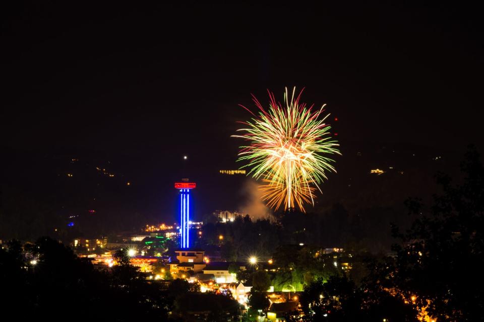 Fourth of July Fireworks Over Gatlinburg, TN