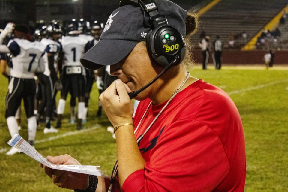Huntington assistant football coach Joan Catanese has moved to a college coaching position.