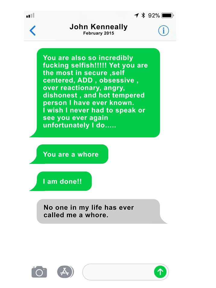 A text exchange between Page Zeringue and her boss, John Kenneally. He sent her a string of messages like this throughout their relationship. (Photo: HuffPost)