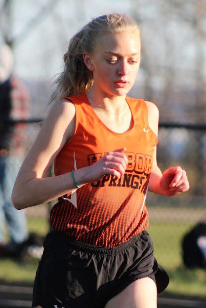 Harbor Springs' Maye Burns hit a qualifying time in the 1600 meter run.