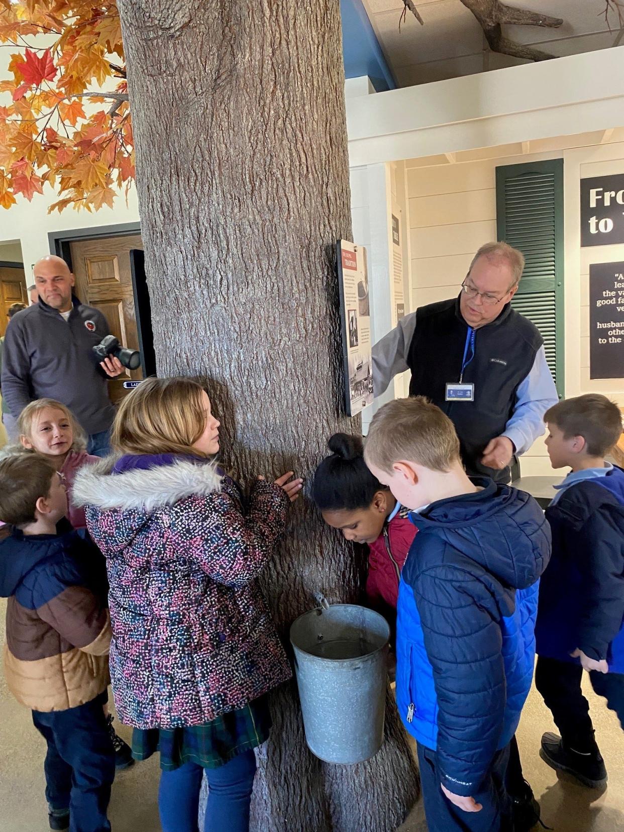 Students from St. Peter's School in Mansfield enjoyed the Malabar Farm State Park's new Visitor Center exhibit Tuesday at stations designed to educate about the farm at 4050 Bromfield Road in Lucas.