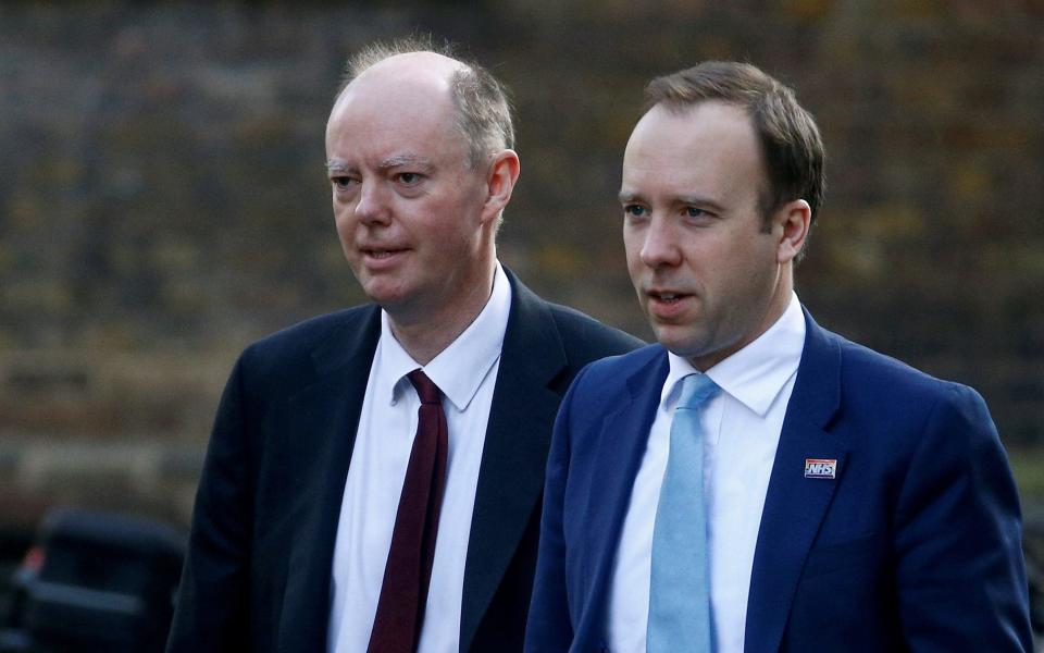 Chief Medical Officer for England, Chris Whitty and Britain's Secretary of State of Health Matt Hancock - Reuters