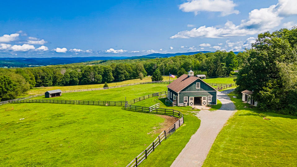 The barn with seven paddocks.