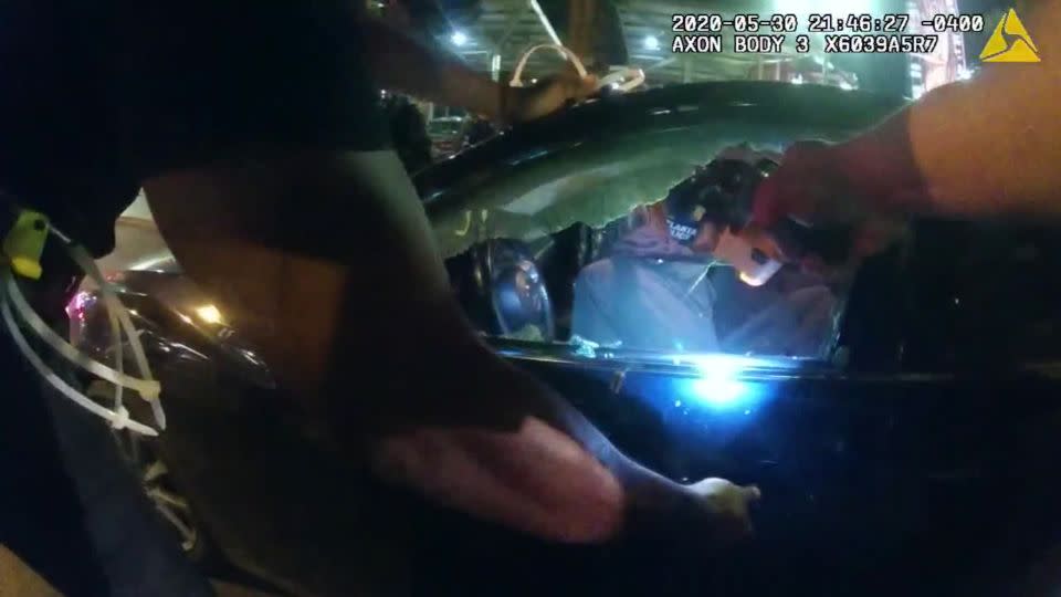 Body camera footage from the night in May 2020 shows officers pulling Pilgrim and Young out of the car after being tased. - Atlanta Police Department